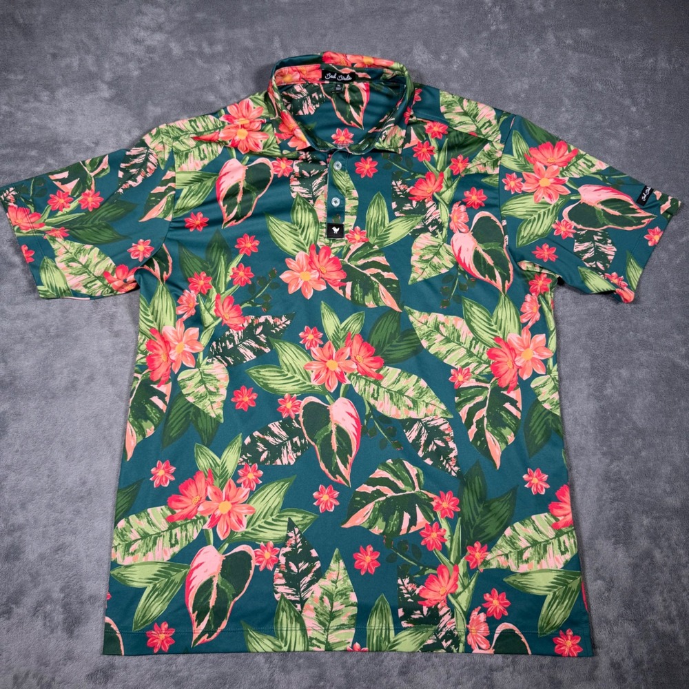 Bad Birdie Bad Botanist Golf Polo Shirt Men's XL Tropical Floral